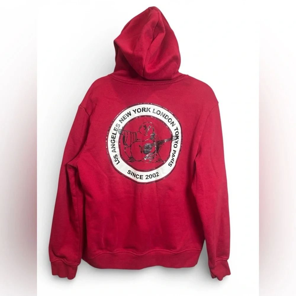 True Religion Y2K Red Zip Hoodie Graphic Logo Sweatshirt‎ L